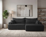 Designer Ecksofa Frido in Samt mit Schlaffunktion & Stauraum – Schwarz – Rechts