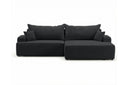Designer Ecksofa Frido in Samt mit Schlaffunktion & Stauraum – Schwarz – Rechts