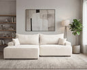 Designer Ecksofa Frido in Samt mit Schlaffunktion & Stauraum – Weiß – Links