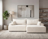 Designer Ecksofa Frido in Samt mit Schlaffunktion & Stauraum – Weiß – Rechts