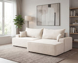 Designer Ecksofa Frido in Samt mit Schlaffunktion & Stauraum – Weiß – Rechts