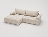 Designer Ecksofa Nemo in Stoff mit Schlaffunktion & Stauraum – Beige – Links