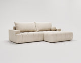 Designer Ecksofa Nemo in Stoff mit Schlaffunktion & Stauraum – Beige – Rechts