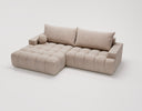 Designer Ecksofa Nemo in Stoff mit Schlaffunktion & Stauraum – Sand – Links