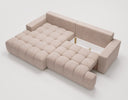 Designer Ecksofa Nemo in Stoff mit Schlaffunktion & Stauraum – Sand – Links
