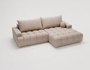 Designer Ecksofa Nemo in Stoff mit Schlaffunktion & Stauraum – Sand – Rechts