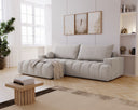 Designer Ecksofa Nemo in Stoff mit Schlaffunktion & Stauraum – Hellgrau – Links