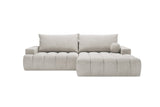Designer Ecksofa Nemo in Stoff mit Schlaffunktion & Stauraum – Hellgrau – Rechts