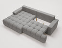 Designer Ecksofa Nemo in Stoff mit Schlaffunktion & Stauraum – Grau – Links