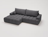 Designer Ecksofa Nemo in Stoff mit Schlaffunktion & Stauraum – Anthrazit – Links