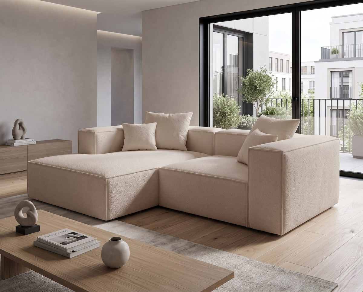 Designer Ecksofa Reno in Bouclé – Beige – Links