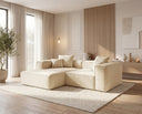 Designer Ecksofa Reno in Samt – Beige – Links
