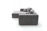 Designer Ecksofa Reno in Samt – Grau – Links