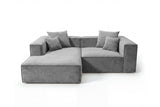 Designer Ecksofa Reno in Samt – Grau – Links