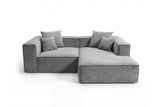 Designer Ecksofa Reno in Samt – Grau – Rechts