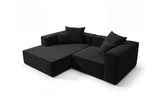 Designer Ecksofa Reno in Samt – Schwarz – Links