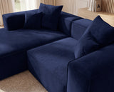 Designer Ecksofa Reno in Samt – Blau – Links