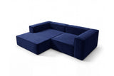 Designer Ecksofa Reno in Samt – Blau – Links