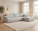 Designer Ecksofa Vanto in Bouclé – Sand – Rechts