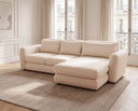 Designer Ecksofa Tino in Strukturstoff – Weiß – Rechts