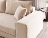 Designer 3 Sitzer Sofa Nilo in Samt mit Schlaffunktion & Stauraum – Beige