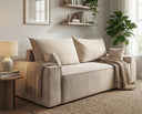 Designer 3 Sitzer Sofa Rego in Samt mit Schlaffunktion & Stauraum – Beige