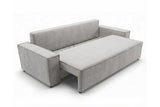 Designer 3 Sitzer Sofa Rego in Samt mit Schlaffunktion & Stauraum – Hellgrau