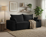 Designer 3 Sitzer Sofa Rego in Samt mit Schlaffunktion & Stauraum – Schwarz