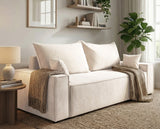 Designer 3 Sitzer Sofa Rego in Samt mit Schlaffunktion & Stauraum – Weiß