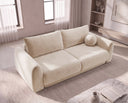 Designer 3 Sitzer Sofa Nora in Samt mit Schlaffunktion & Stauraum – Beige
