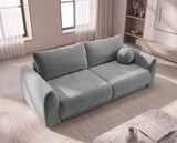 Designer 3 Sitzer Sofa Nora in Samt mit Schlaffunktion & Stauraum – Grau