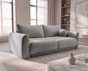 Designer 3 Sitzer Sofa Nora in Samt mit Schlaffunktion & Stauraum – Grau
