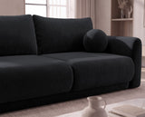 Designer 3 Sitzer Sofa Nora in Samt mit Schlaffunktion & Stauraum – Schwarz