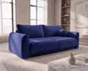 Designer 3 Sitzer Sofa Nora in Samt mit Schlaffunktion & Stauraum – Blau