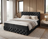 Boxspringbett Castella Samt mit Stauraum – Schwarz