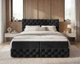 Boxspringbett Castella Samt mit Stauraum – Schwarz