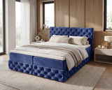 Boxspringbett Castella Samt mit Stauraum – Blau
