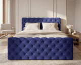 Boxspringbett Adora Samt mit Stauraum – Blau