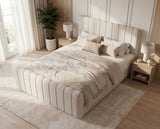 Boxspringbett Elin Samt mit Stauraum – Beige