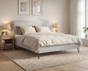 Boxspringbett Selina Slim Bouclé mit Stauraum – Sand