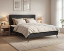 Boxspringbett Selina Slim Bouclé mit Stauraum – Anthrazit