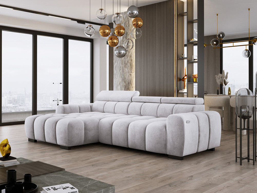 Canapé design Amalfi en Velours avec extension d’assise électrique