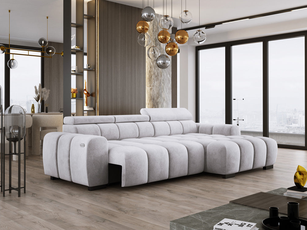Canapé design Amalfi en Velours avec extension d’assise électrique
