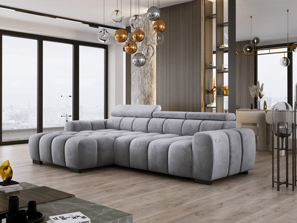 Canapé design Amalfi en Velours avec extension d’assise électrique