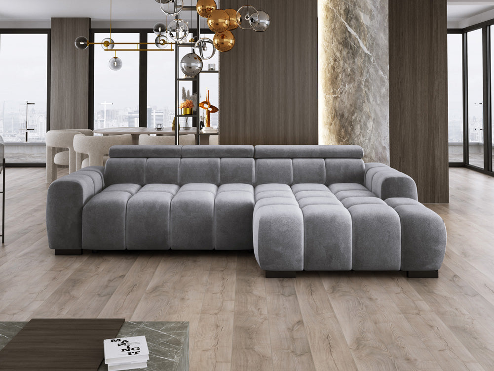 Canapé design Amalfi en Velours avec extension d’assise électrique