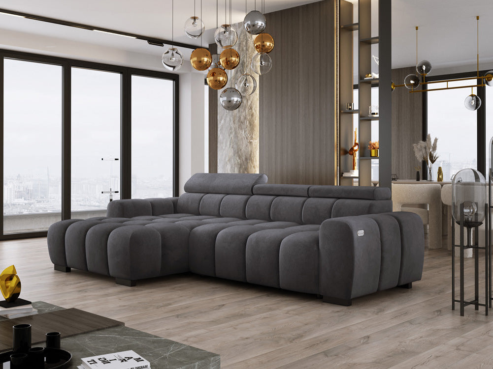 Canapé design Amalfi en Velours avec extension d’assise électrique