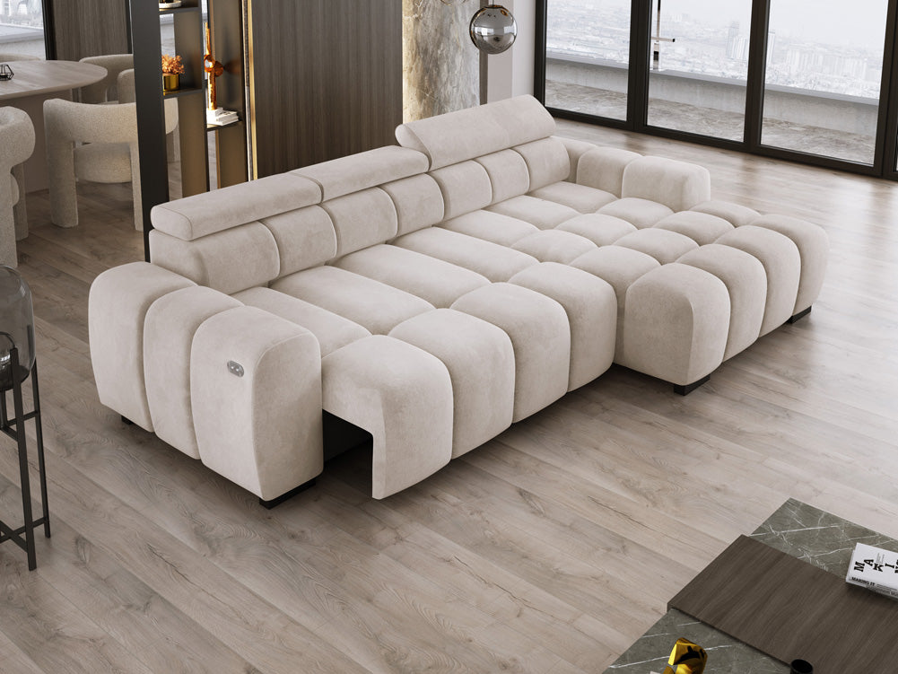 Canapé design Amalfi en Velours avec extension d’assise électrique