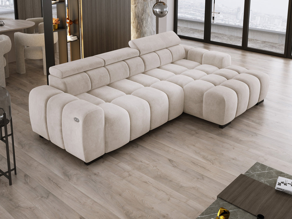 Canapé design Amalfi en Velours avec extension d’assise électrique