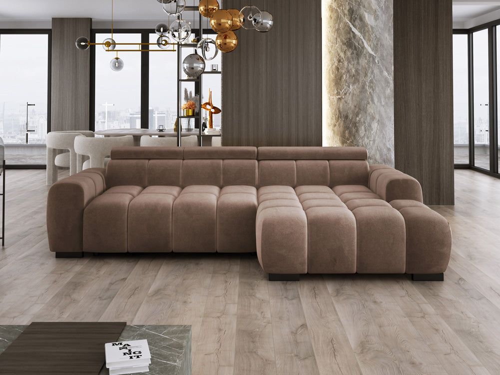 Canapé design Amalfi en Velours avec extension d’assise électrique