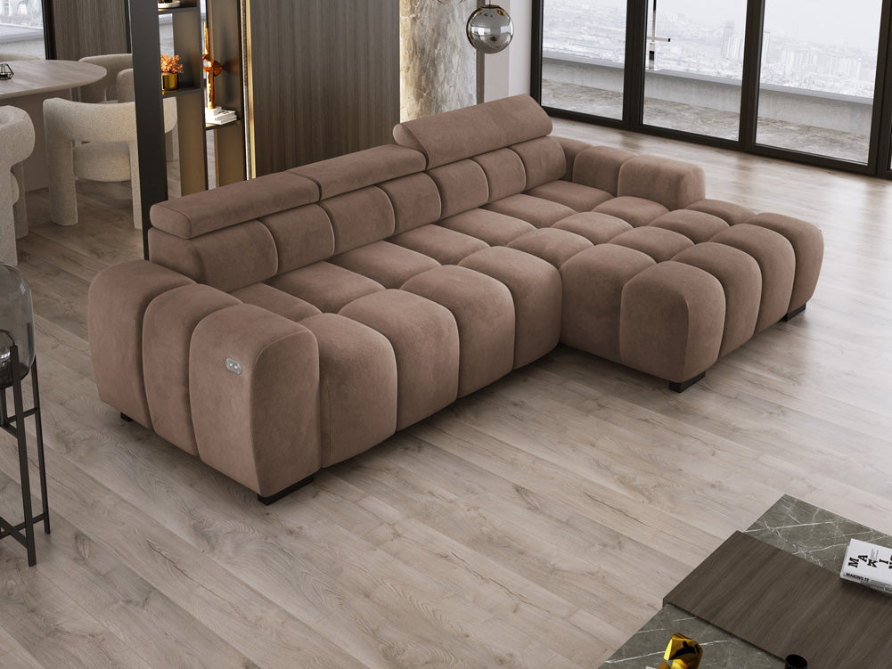 Canapé design Amalfi en Velours avec extension d’assise électrique